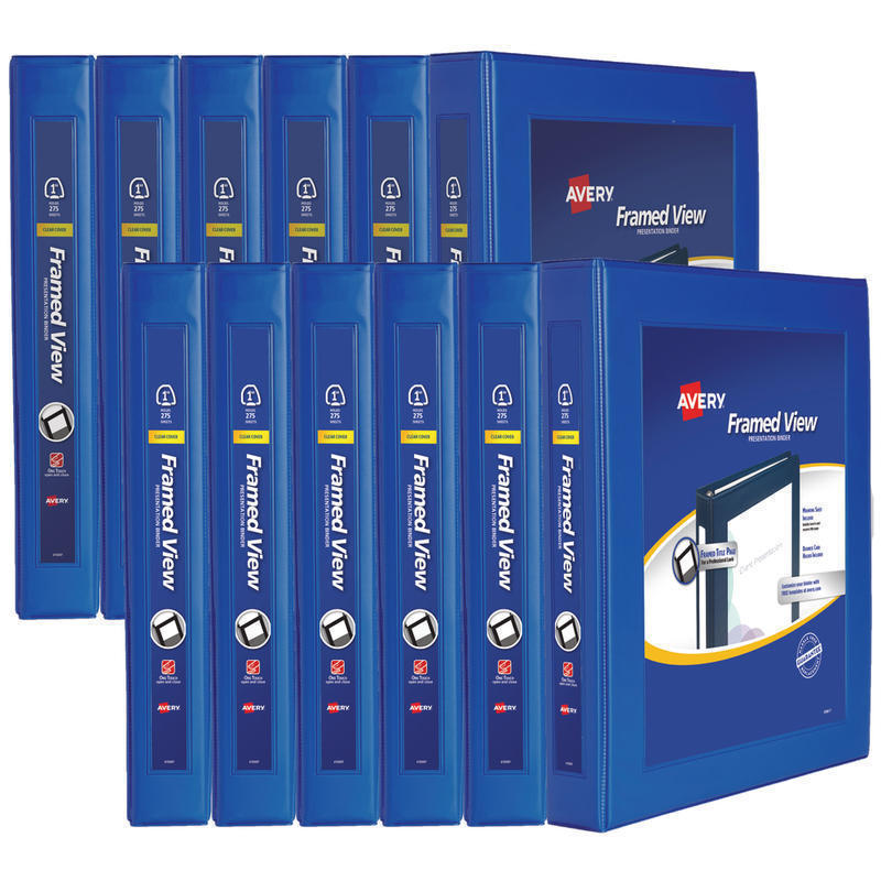 Avery Heavy-Duty Framed View 3-Ring Binder, 1in One Touch EZD Rings, Navy Blue, Case Of 12 MPN:68055CA