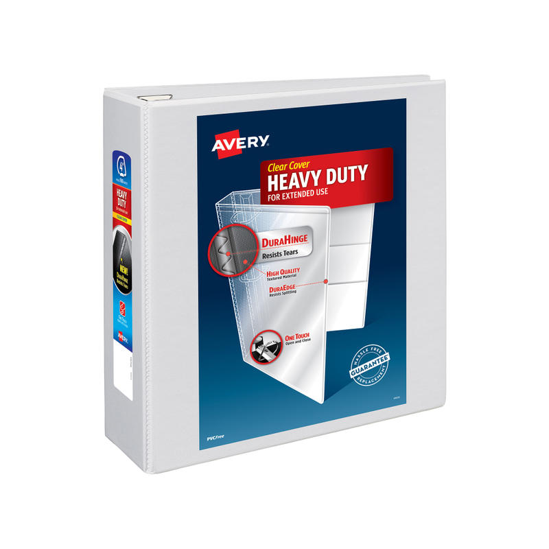 Avery Heavy-Duty View 3 Ring Binder, 4in One Touch EZD Rings, White, 1 Binder MPN:79104