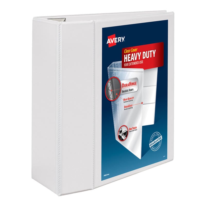 Avery Heavy-Duty View 3 Ring Binder, 5in One Touch EZD Rings, White, Pack Of 2 Binders (Min Order Qty 2) MPN:7916CS