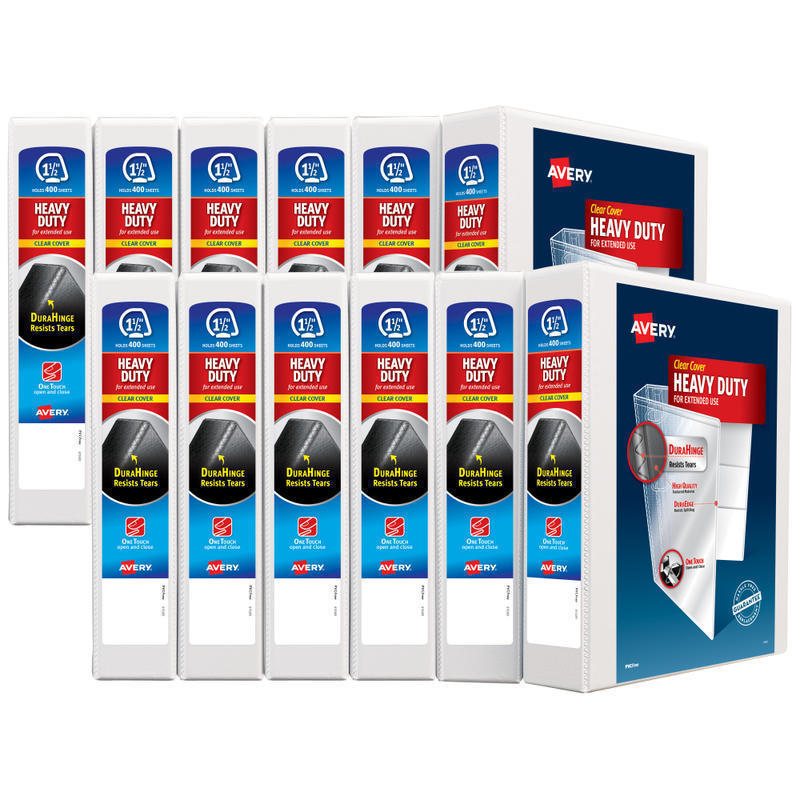 Avery Heavy-Duty View 3 Ring Binder, 1.5in One Touch EZD Rings, White, Pack Of 12 MPN:79195CA