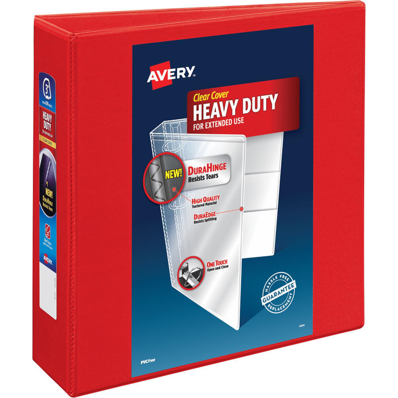 Avery Heavy-Duty View 3-Ring Binder With Locking One-Touch EZD Rings, 3in D-Rings, Red MPN:79325