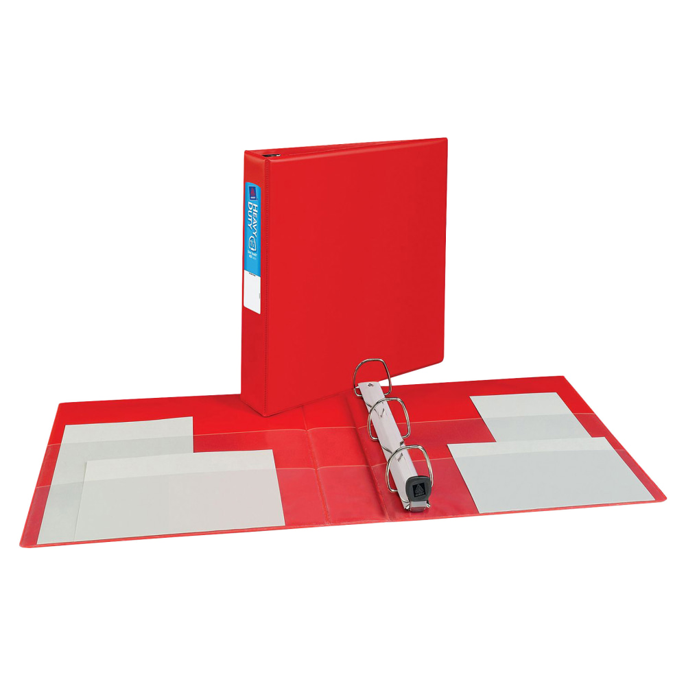 Avery Heavy-Duty 3-Ring Binder With Locking One-Touch EZD Rings, 1 1/2in D-Rings, 54% Recycled, Red MPN:79585