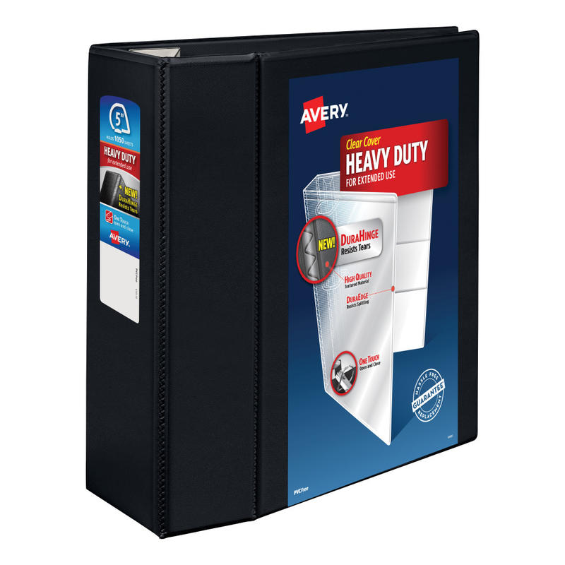 Avery Heavy-Duty View 3 Ring Binder, 5in One Touch EZD Rings, Black, 1 Binder MPN:79606