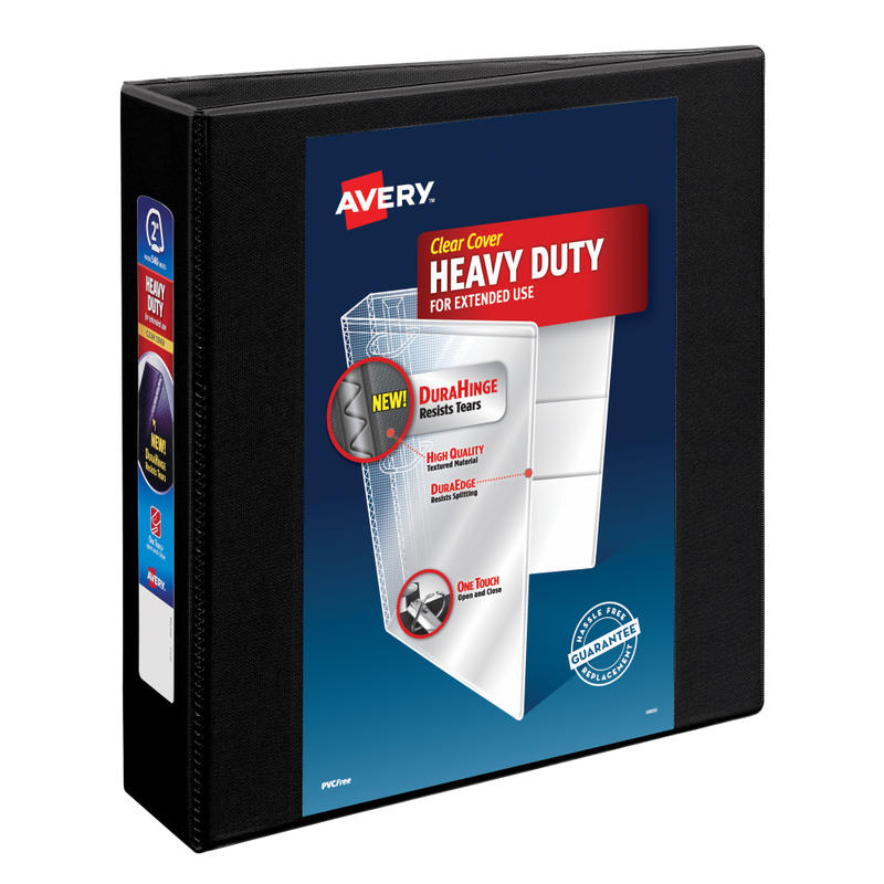 Avery Heavy-Duty View 3 Ring Binder, 2in One Touch Slant Rings, Black, 1 Binder MPN:79692