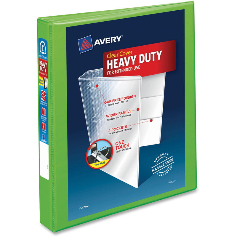 Avery Heavy-Duty View 3-Ring Binder With Locking One-Touch EZD Rings, 1in D-Rings, 42% Recycled, Chartreuse MPN:79770