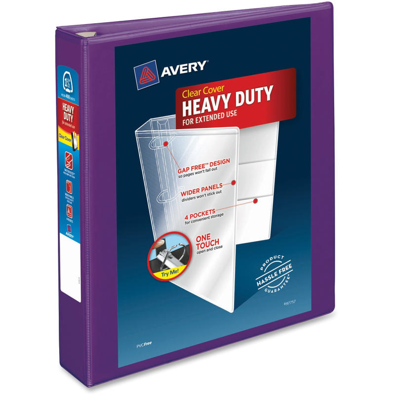 Avery Heavy-Duty View 3-Ring Binder With Locking One-Touch EZD Rings, 1 1/2in D-Rings, 41% Recycled, Purple MPN:79774