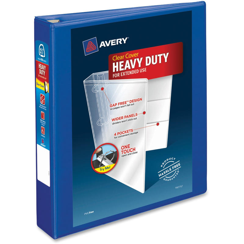 Avery Heavy-Duty View 3-Ring Binder With Locking One-Touch EZD Rings, 1 1/2in D-Rings, 41% Recycled, Pacific Blue MPN:79775