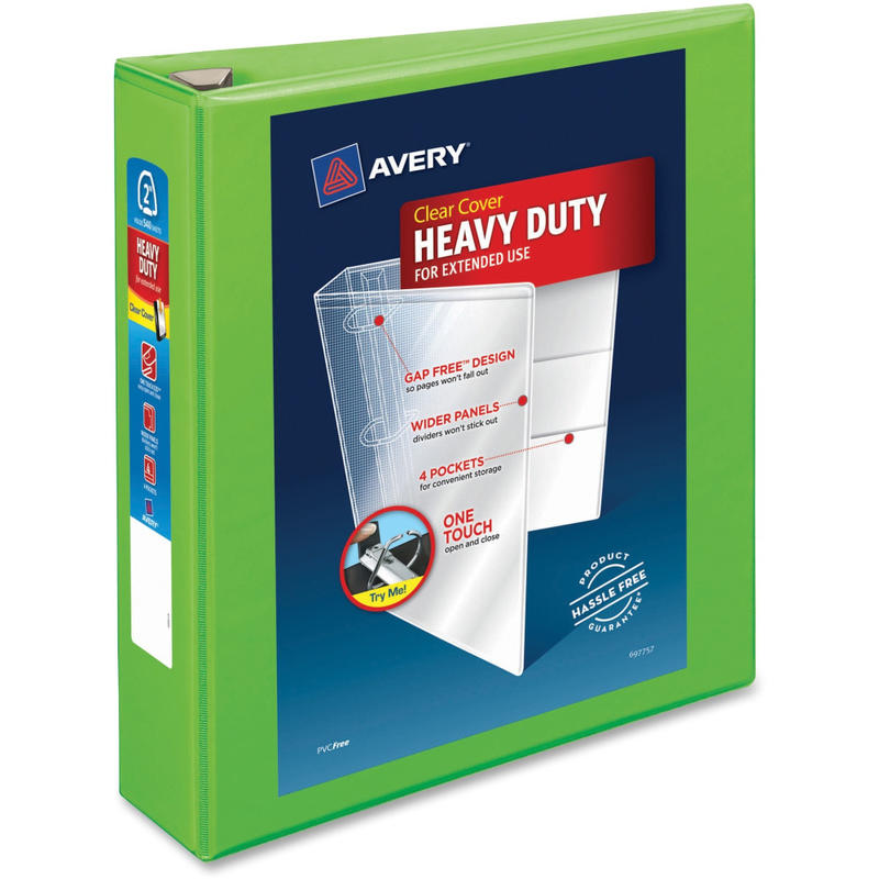Avery Heavy-Duty View 3-Ring Binder With Locking One-Touch EZD Rings, 2in D-Rings, 39% Recycled, Chartreuse MPN:79776