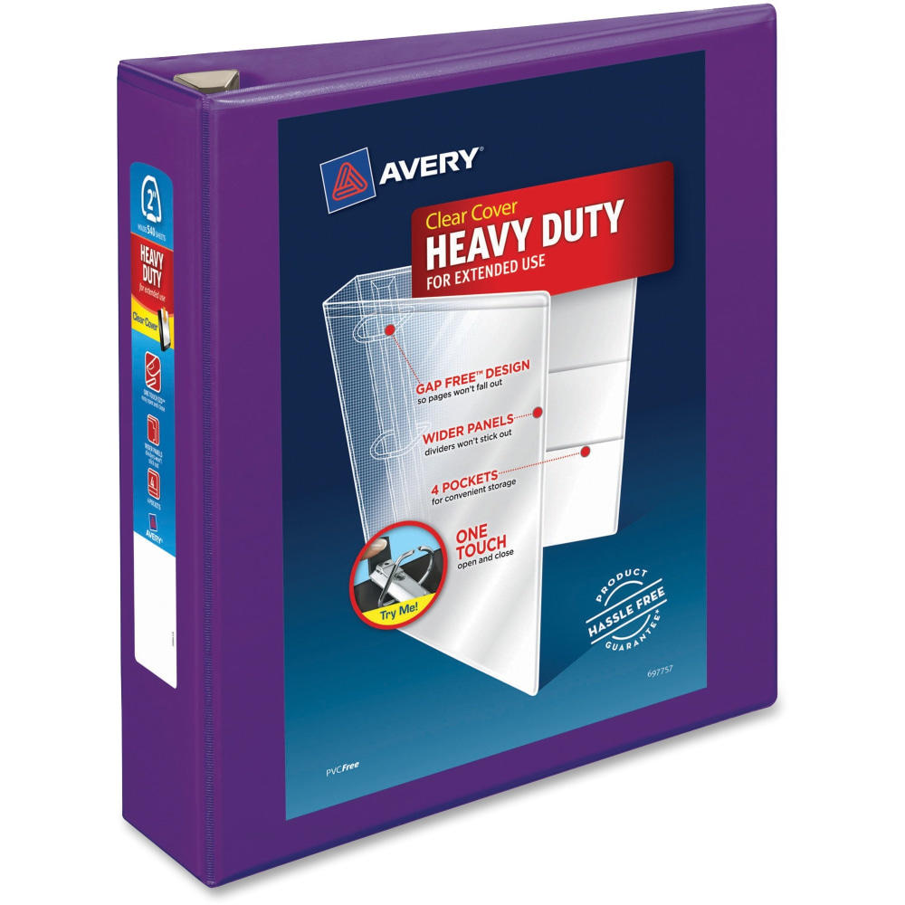 Avery Heavy-Duty View 3-Ring Binder With Locking One-Touch EZD Rings, 2in D-Rings, 39% Recycled, Purple MPN:79777