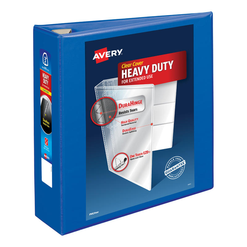 Avery Heavy-Duty View 3-Ring Binder With Locking One-Touch EZD Rings, 3in D-Rings, 39% Recycled, Pacific Blue MPN:79811