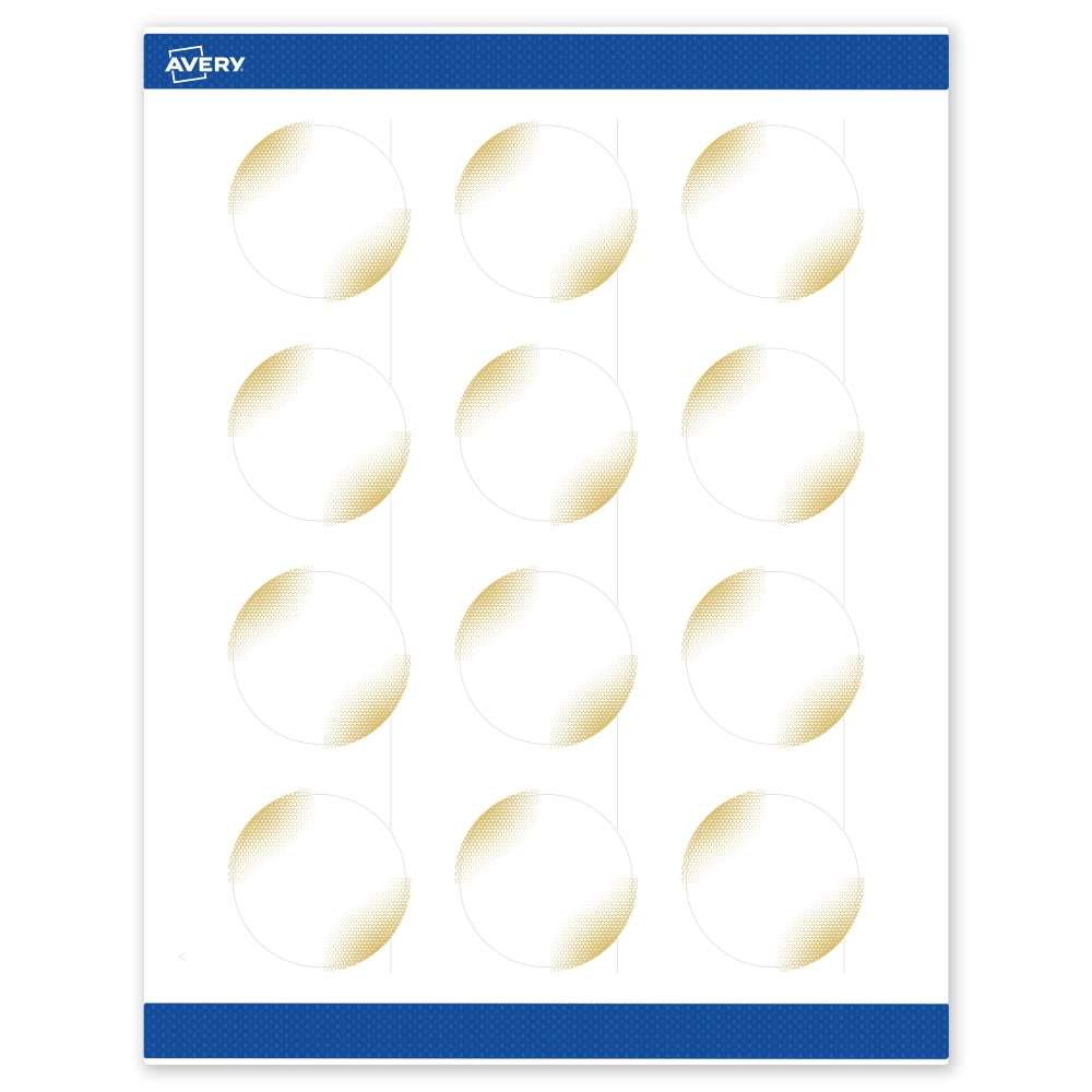 Avery Printable Labels With Sure Feed Technology, S00-EWE, Round, 2in, Matte White With Preprinted Gold-Blush Pattern, Pack Of 120 MPN:S00-EWE-PRWMP10