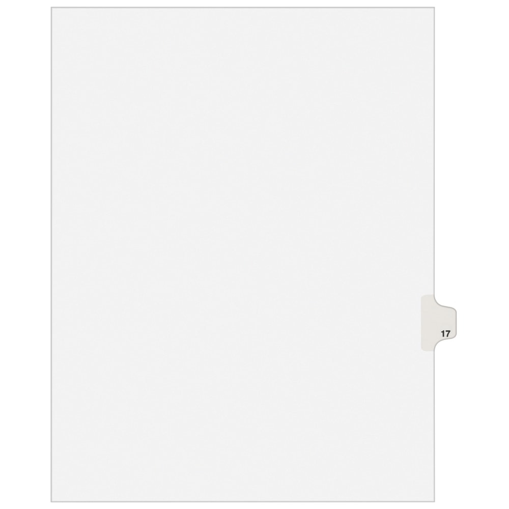 Avery Individual Legal Dividers Avery Style, Letter Size, Side Tab #17, White Dividers/White Tabs MPN:1017
