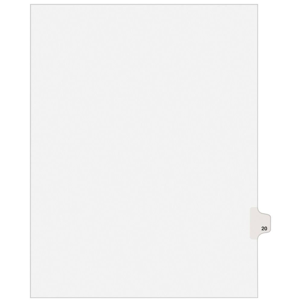 Avery Individual Legal Dividers Avery Style, Letter Size, Side Tab #20, White Dividers/White Tabs MPN:1020