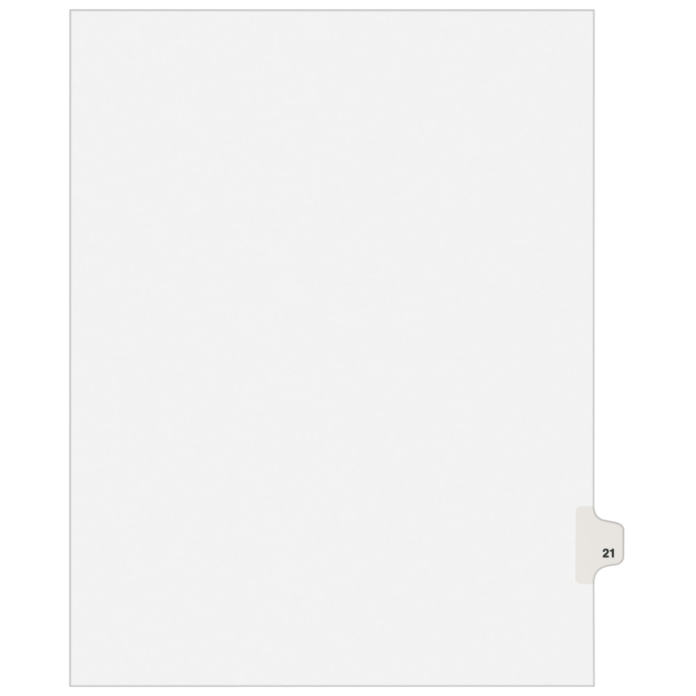 Avery Individual Legal Dividers Avery Style, Letter Size, Side Tab #21, White Dividers/White Tabs MPN:1021