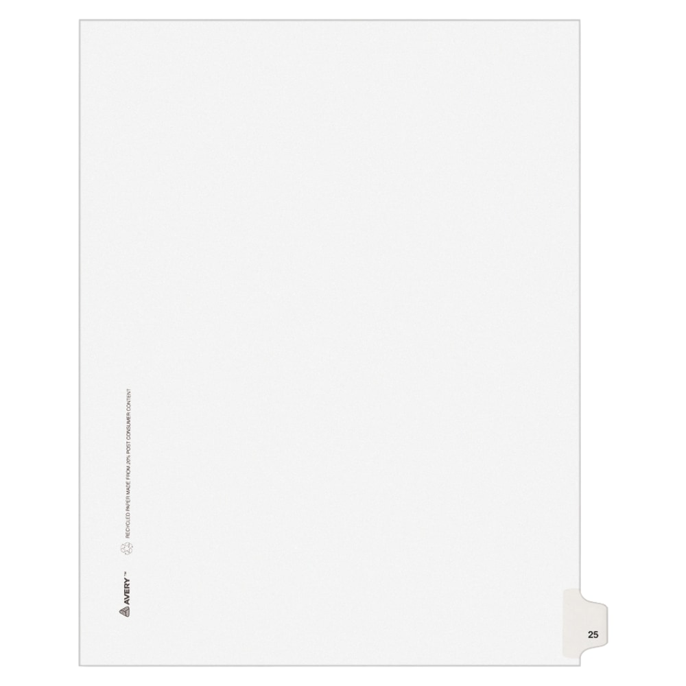 Avery Individual Legal Dividers Avery Style, Letter Size, Side Tab #25, White Dividers/White Tabs MPN:1025