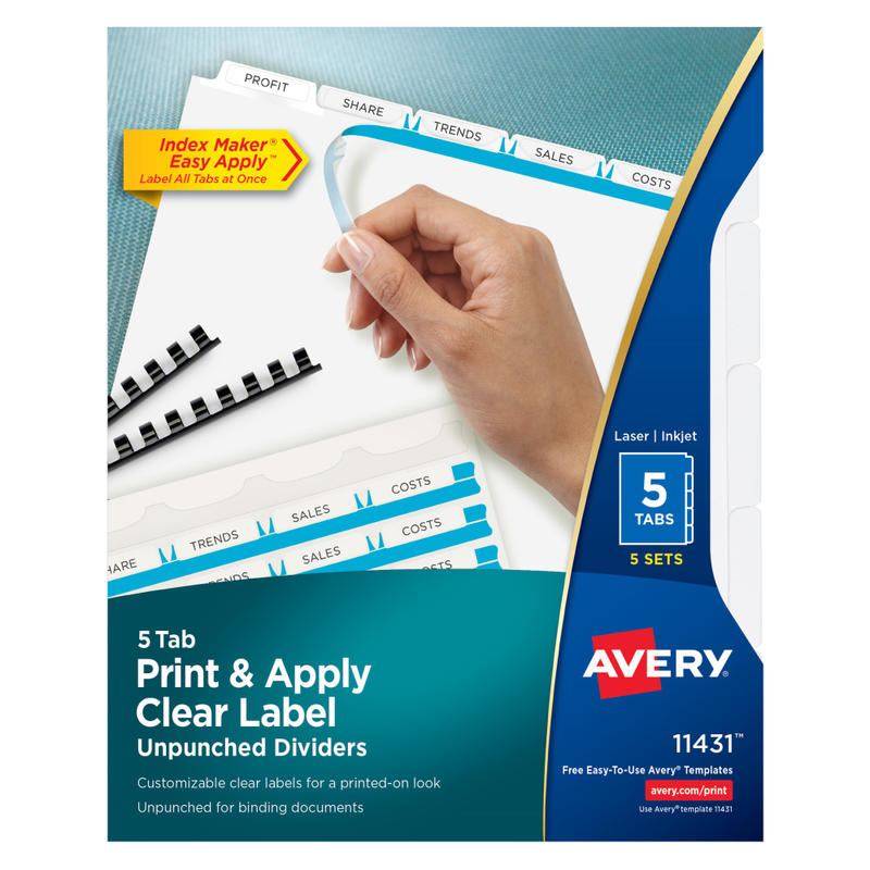 Avery Customizable Index Maker Unpunched Dividers - 11431 MPN:11431