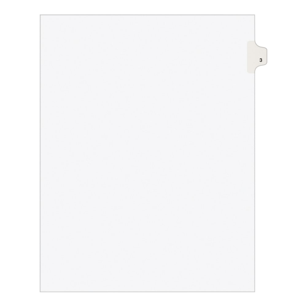Avery Individual Legal Exhibit Dividers, Avery Style, #3, Side Tab, Letter Size, Pack Of 25 MPN:11913