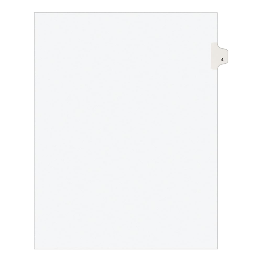 Avery Individual Legal Exhibit Dividers, Avery Style, #4, Side Tab, Letter Size, Pack Of 25 MPN:11914