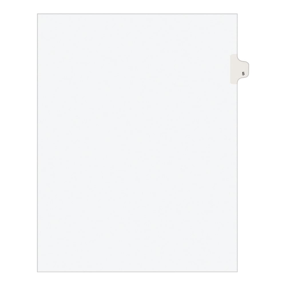 Avery Individual Legal Exhibit Dividers, Avery Style, #5, Side Tab, Letter Size, Pack Of 25 MPN:11915