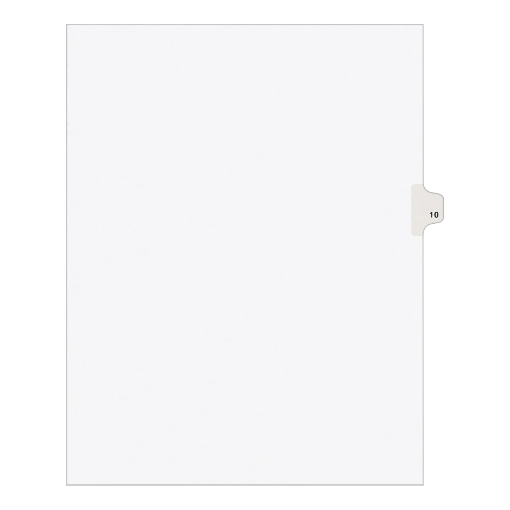 Avery Individual Legal Dividers Avery Style, Letter Size, Side Tab #10, Pack Of 25 MPN:11920