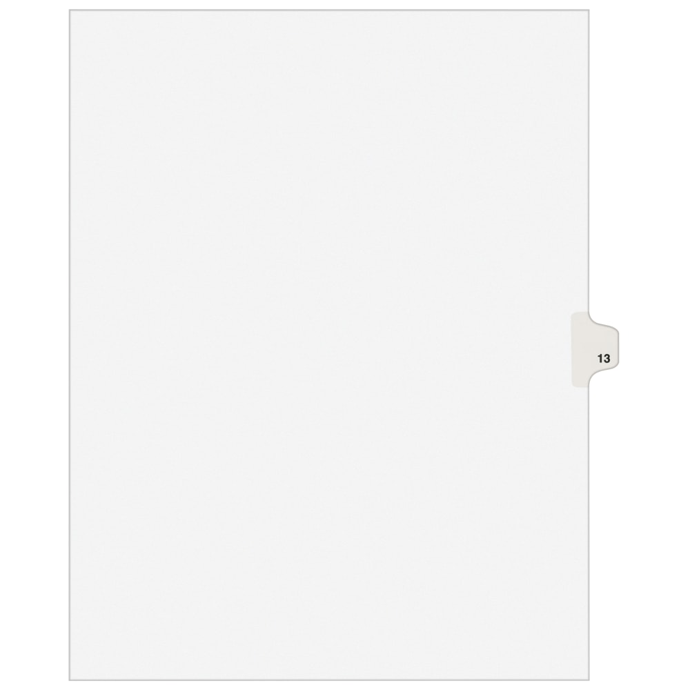 Avery Individual Legal Dividers Avery Style, Letter Size, Side Tab #13, White Dividers/White Tabs, Pack Of 25 MPN:11923