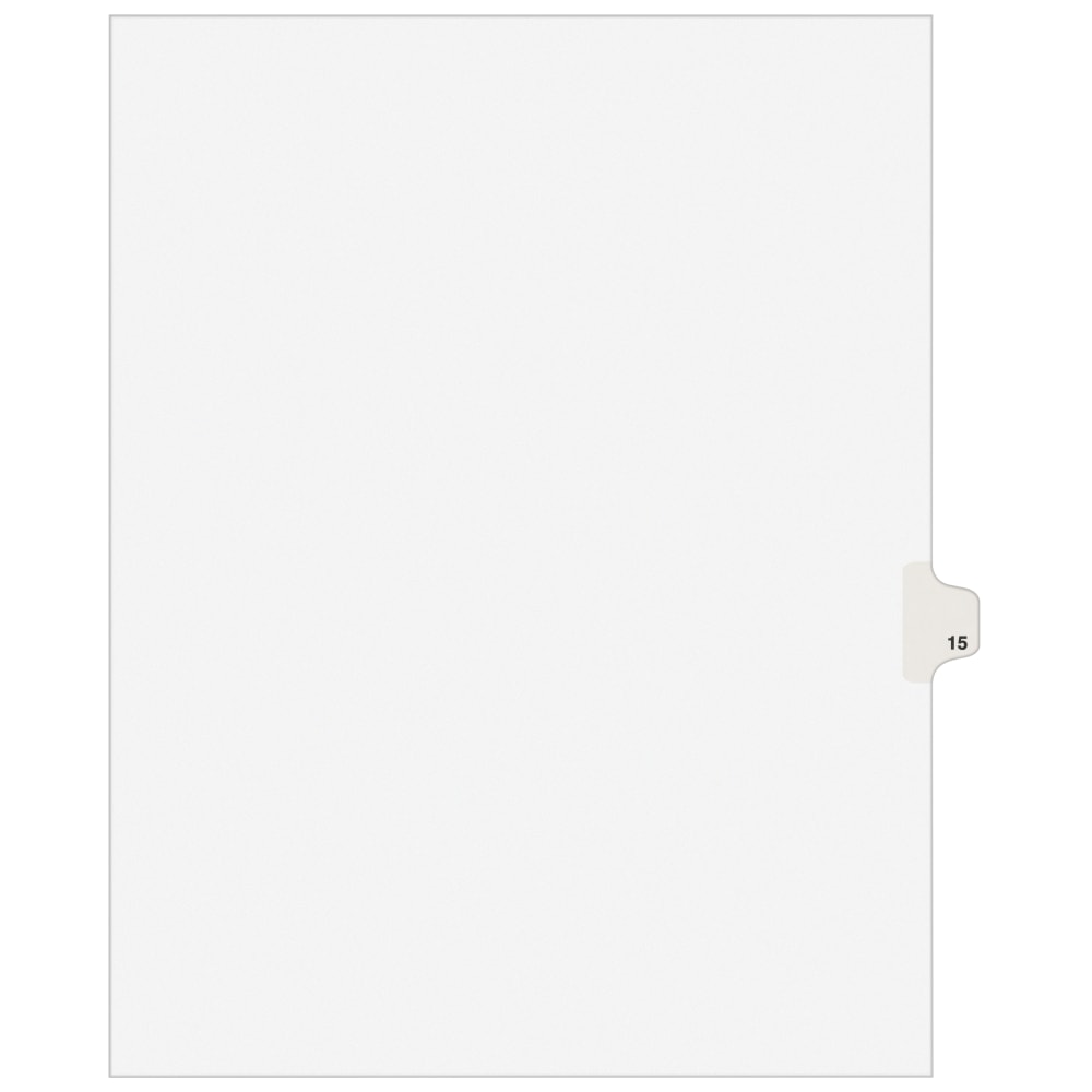 Avery Individual Legal Dividers Avery Style, Letter Size, Side Tab #15, White Dividers/White Tabs, Pack Of 25 MPN:11925