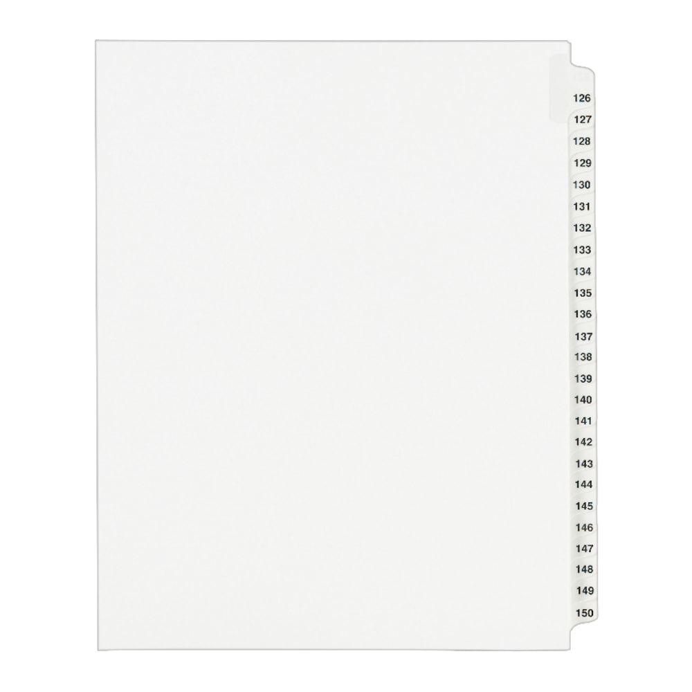 Avery Standard Collated Legal Dividers Avery Style, 8 1/2in x 11in, White Dividers/White Tabs, 126-150, Pack Of 25 MPN:1335