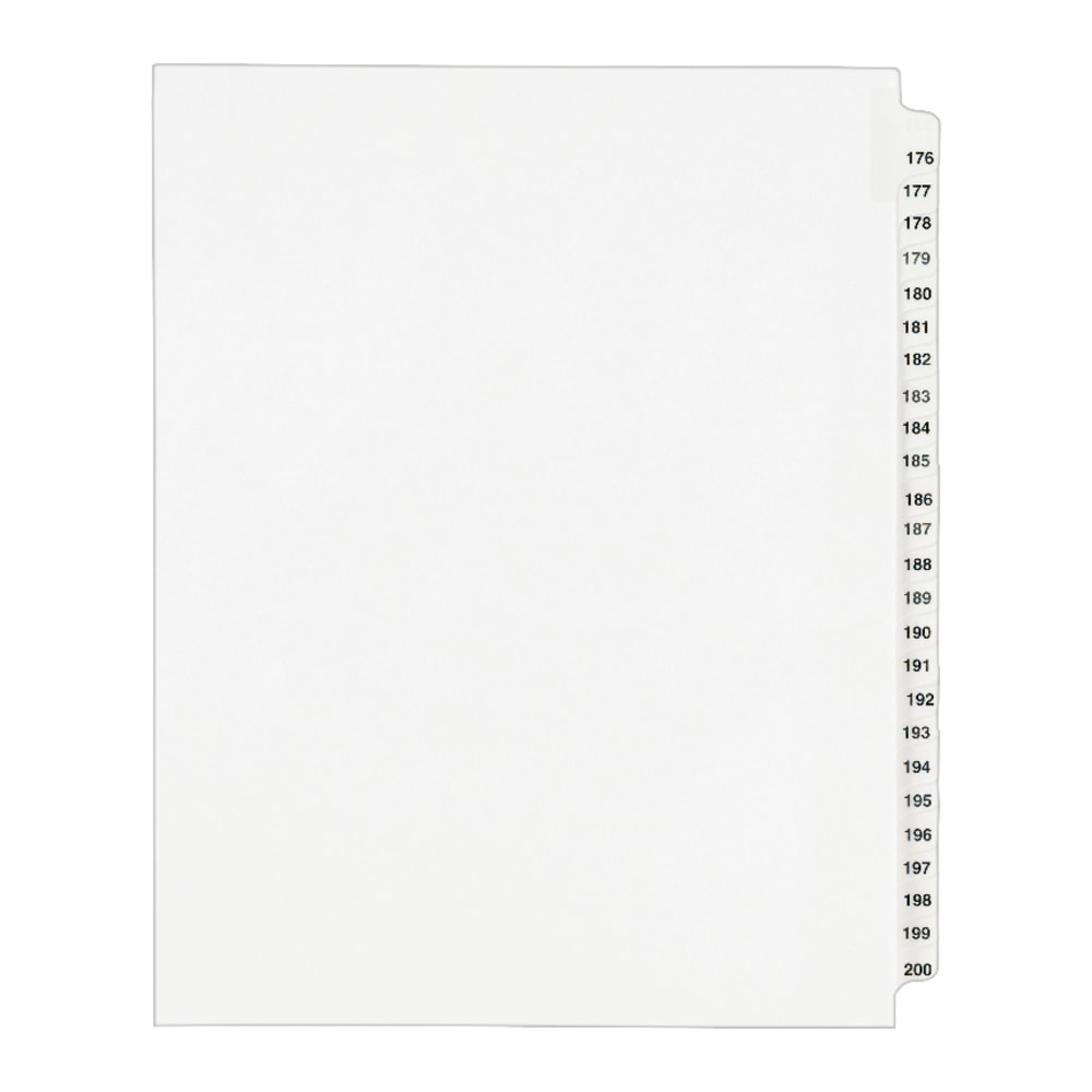 Avery Standard Collated Legal Dividers, Avery Style, 8 1/2in x 11in, White Dividers/White Tabs, 176-200, Pack Of 25 MPN:1337