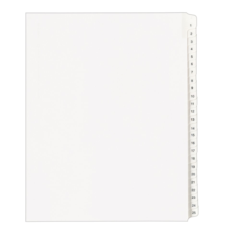 Avery Allstate-Style Collated Legal Exhibit Dividers, 8 1/2in x 11in, White Dividers/White Tabs, 1-25, Pack Of 25 Tabs MPN:1701