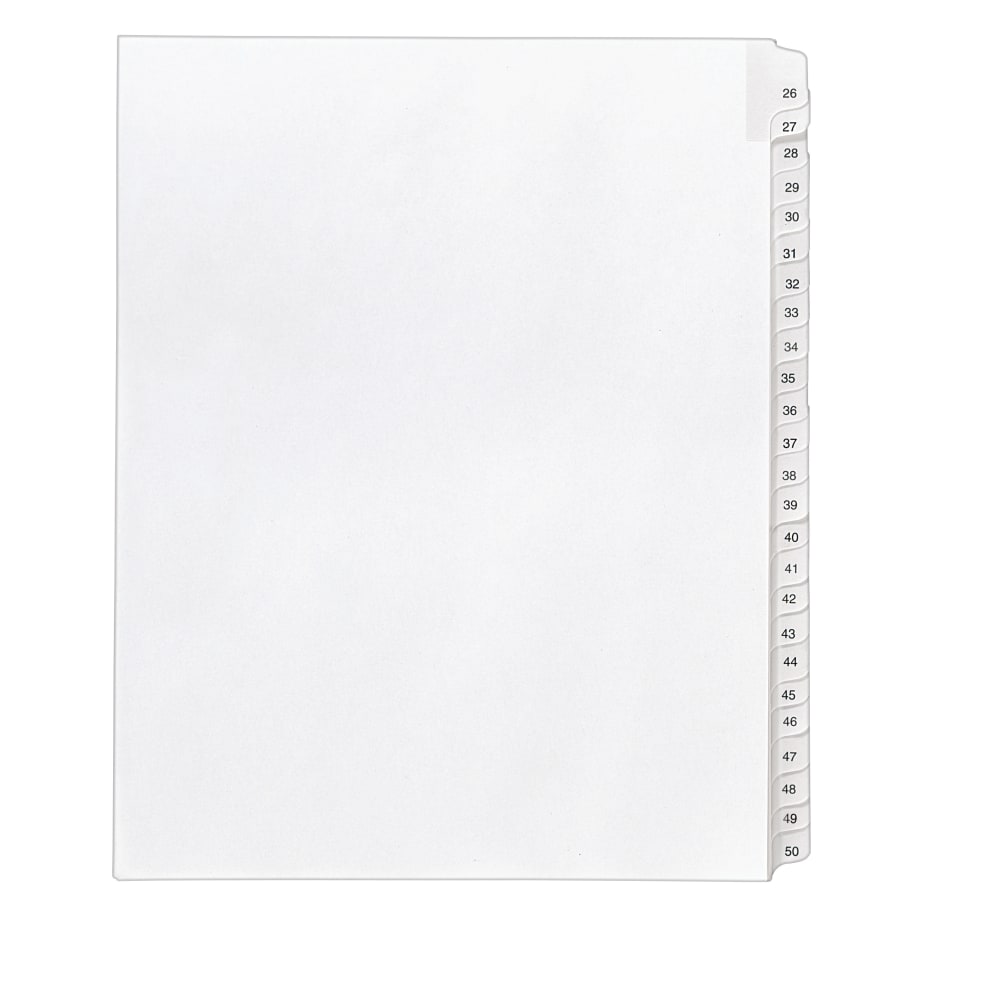 Avery Allstate Style Collated Legal Exhibit Dividers, 8 1/2in x 11in, Numbered 26-50, White MPN:1702