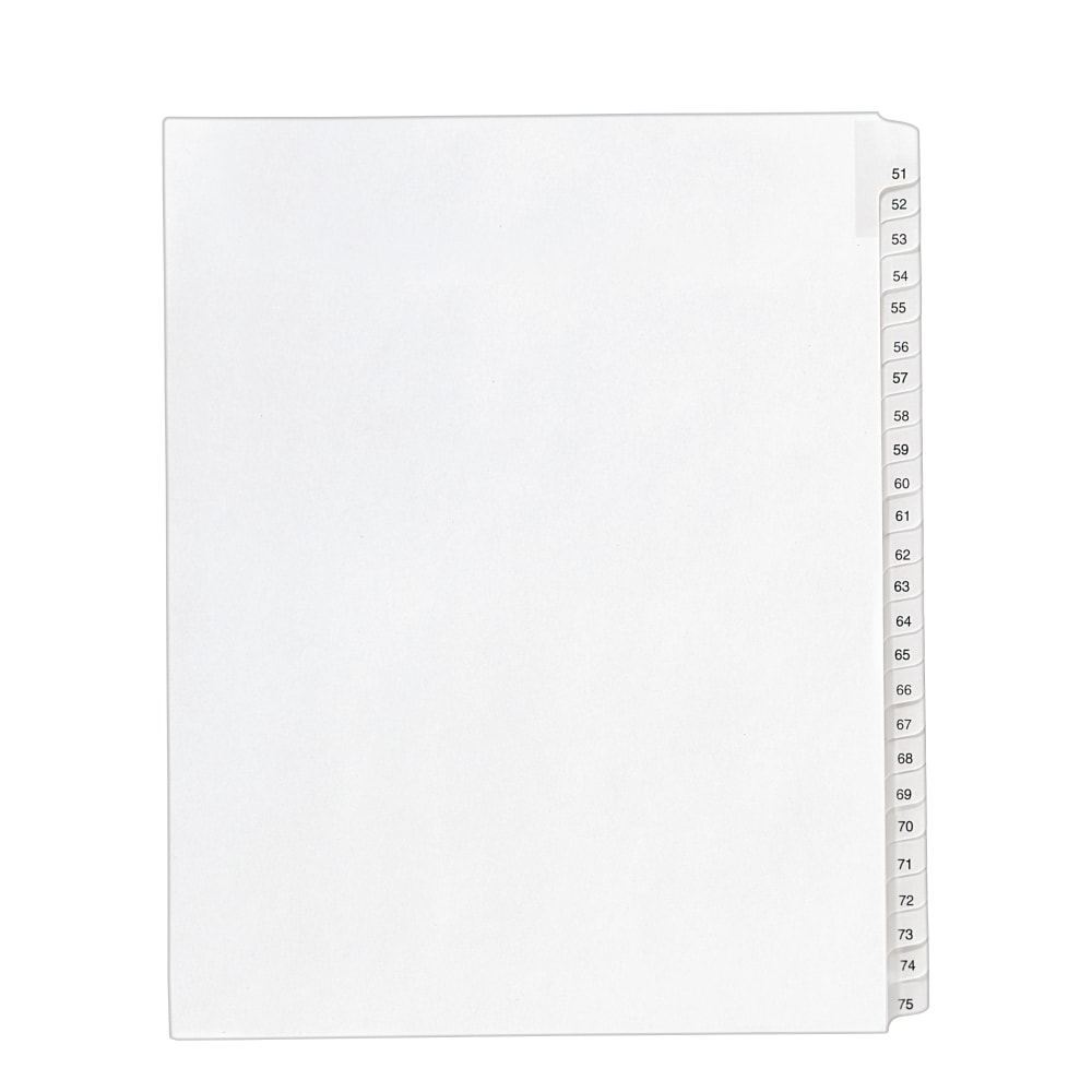 Avery Allstate-Style Collated Legal Exhibit Dividers, 8 1/2in x 11in, White Dividers/White Tabs, 51-75, Pack Of 25 Tabs MPN:1703