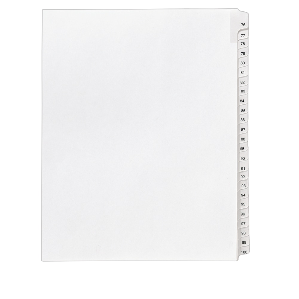 Avery Allstate-Style Collated Legal Exhibit Dividers, 8 1/2in x 11in, White Dividers/White Tabs, 76-100, Pack Of 25 Tabs MPN:1704