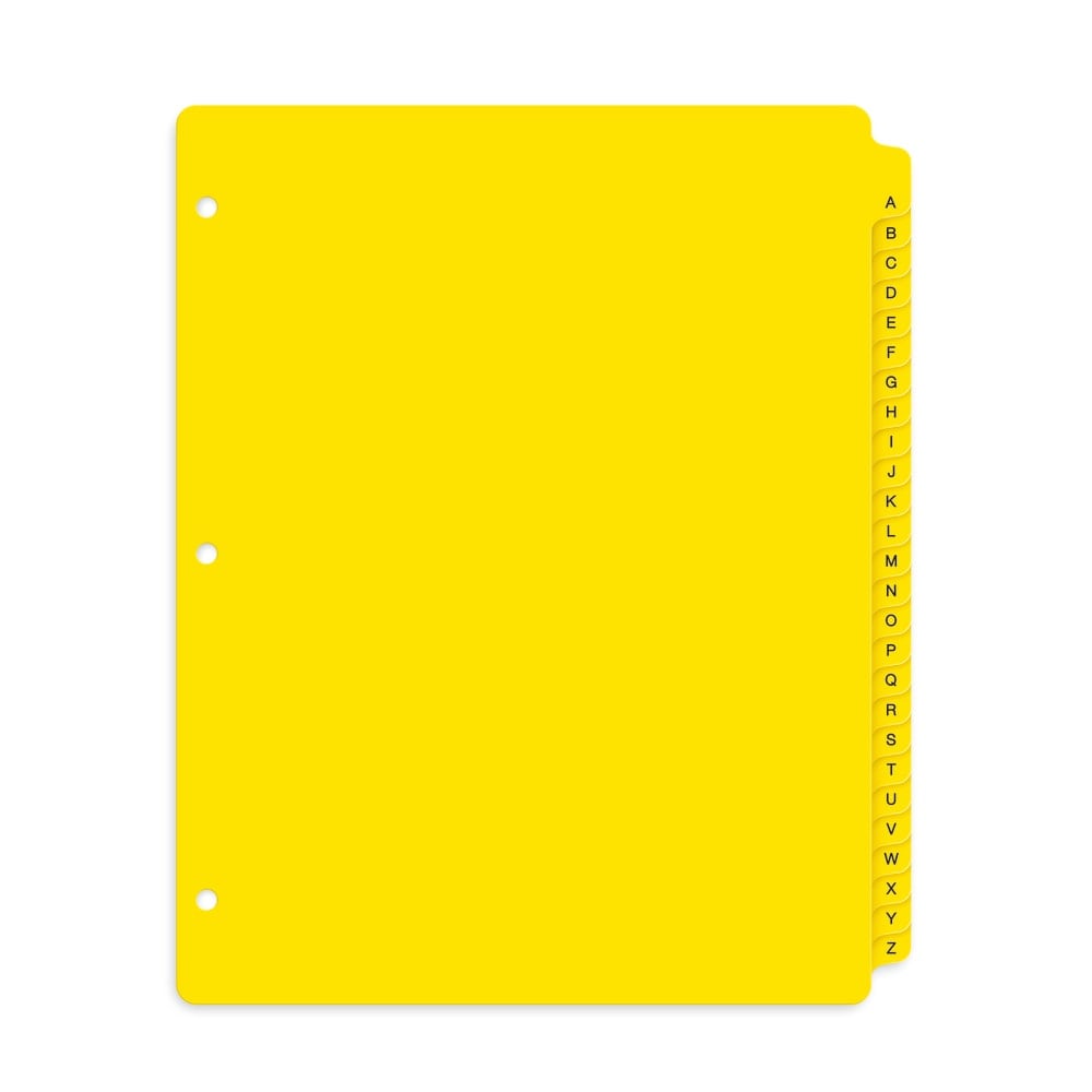 Avery A-Z Plastic Preprinted Divider Tabs, 8-1/2in x 11in, Yellow, Set Of 26 MPN:23081