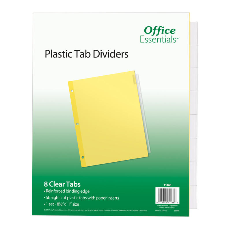 Avery Office Essentials Insertable Dividers, 8-Tab, 8 1/2in x 11in, Buff/Clear MPN:UD2138C