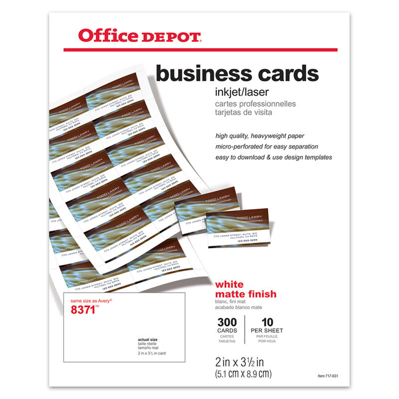 Office Depot Brand Matte Business Cards, 2in x 3 1/2in, White, Pack Of 300 (Min Order Qty 17) MPN:98032