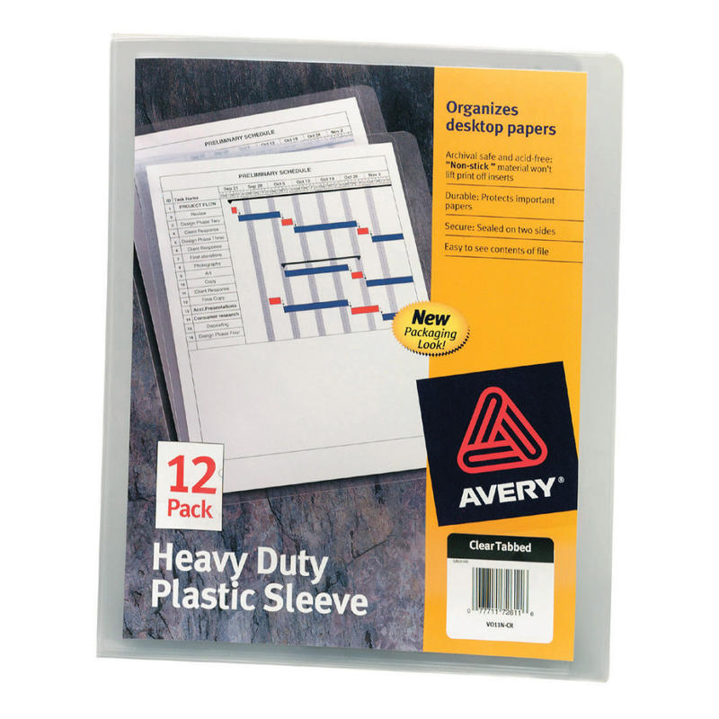 Avery Heavy Duty Plastic Document Sleeves, 8 1/2in x 11in, Holds Up To 25 Sheets, Clear, Pack Of 12 (Min Order Qty 9) MPN:72611