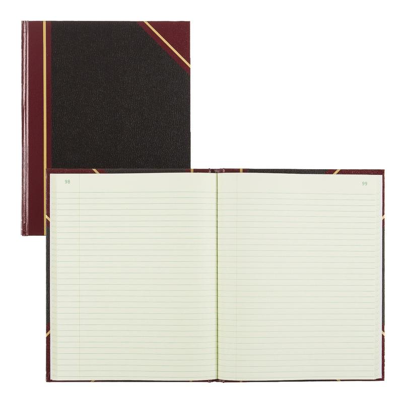 National 50% Recycled Black Texhide Record Book With Margin, 8 3/8in x 10 3/8in, 150 Pages MPN:56211