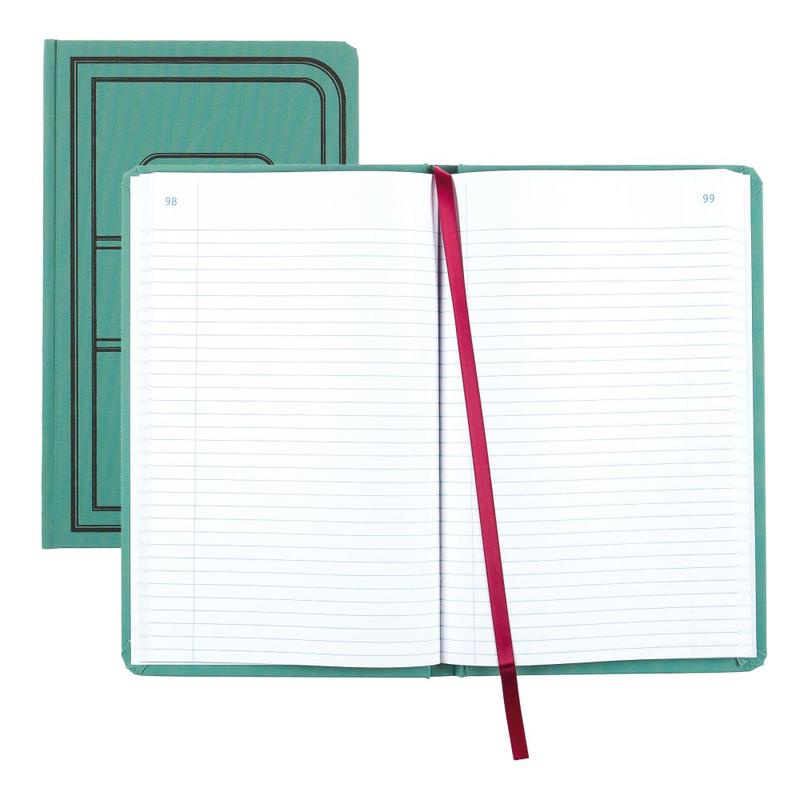 National Sewn Canvas Account Book, 12 1/8in x 7 5/8in, 50% Recycled, Green, 35 Lines Per Page, Book Of 500 Pages MPN:A66500R