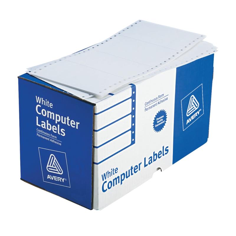 Avery Continuous Form Permanent Address Labels, 4076, Rectangle, 5in x 2 15/16in, White, Box Of 3, 000 MPN:4076