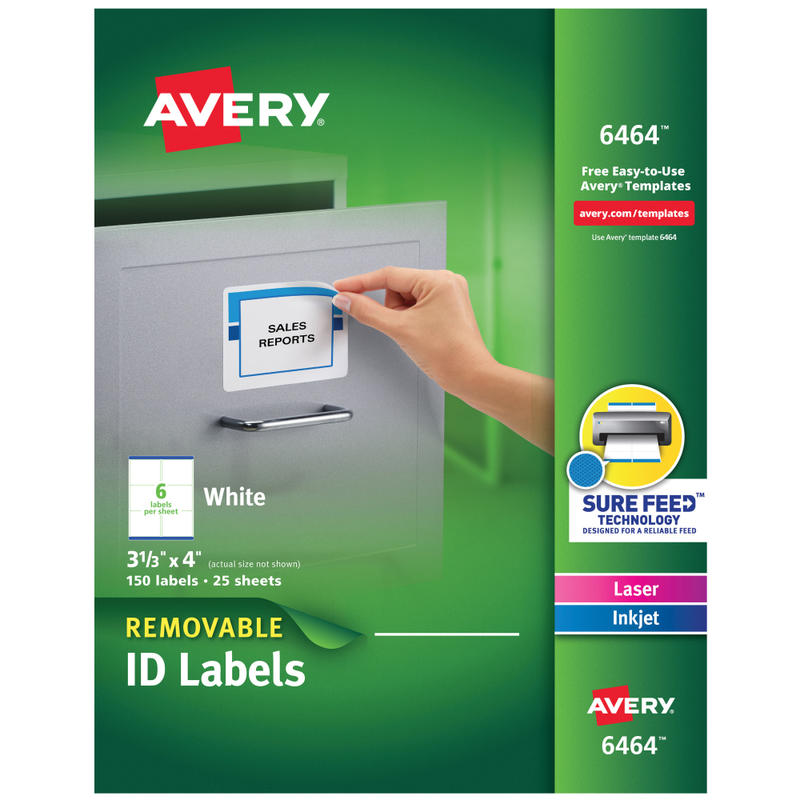 Avery Self-Adhesive Removable ID Labels, 6465, Rectangle, 8.5in x 11in, White, Pack Of 25 (Min Order Qty 3) MPN:06465