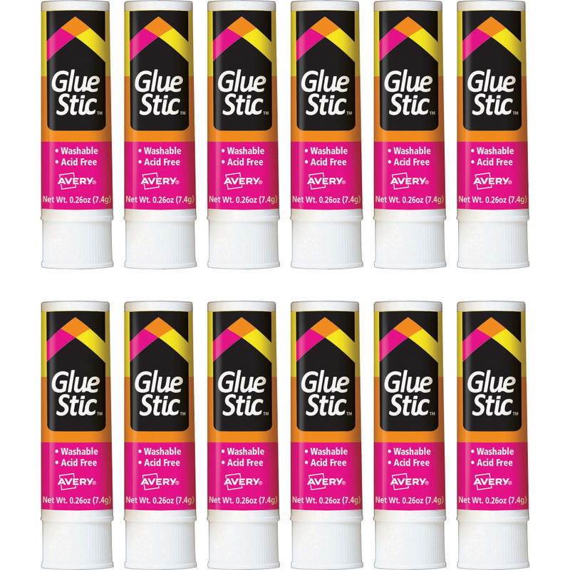 Avery Permanent Glue Stic - 0.26 fl oz - White - 12 / Box MPN:00166BX