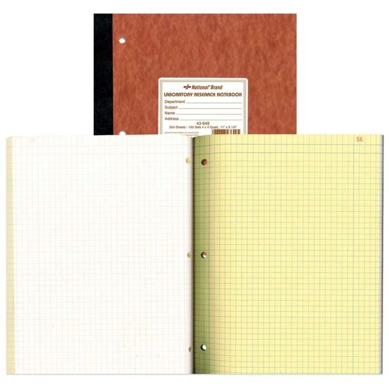 National Brand Laboratory Research Notebooks, 9 1/4in x 11in, Quadrille Ruled, 100 Sheets, Brown (Min Order Qty 3) MPN:43649