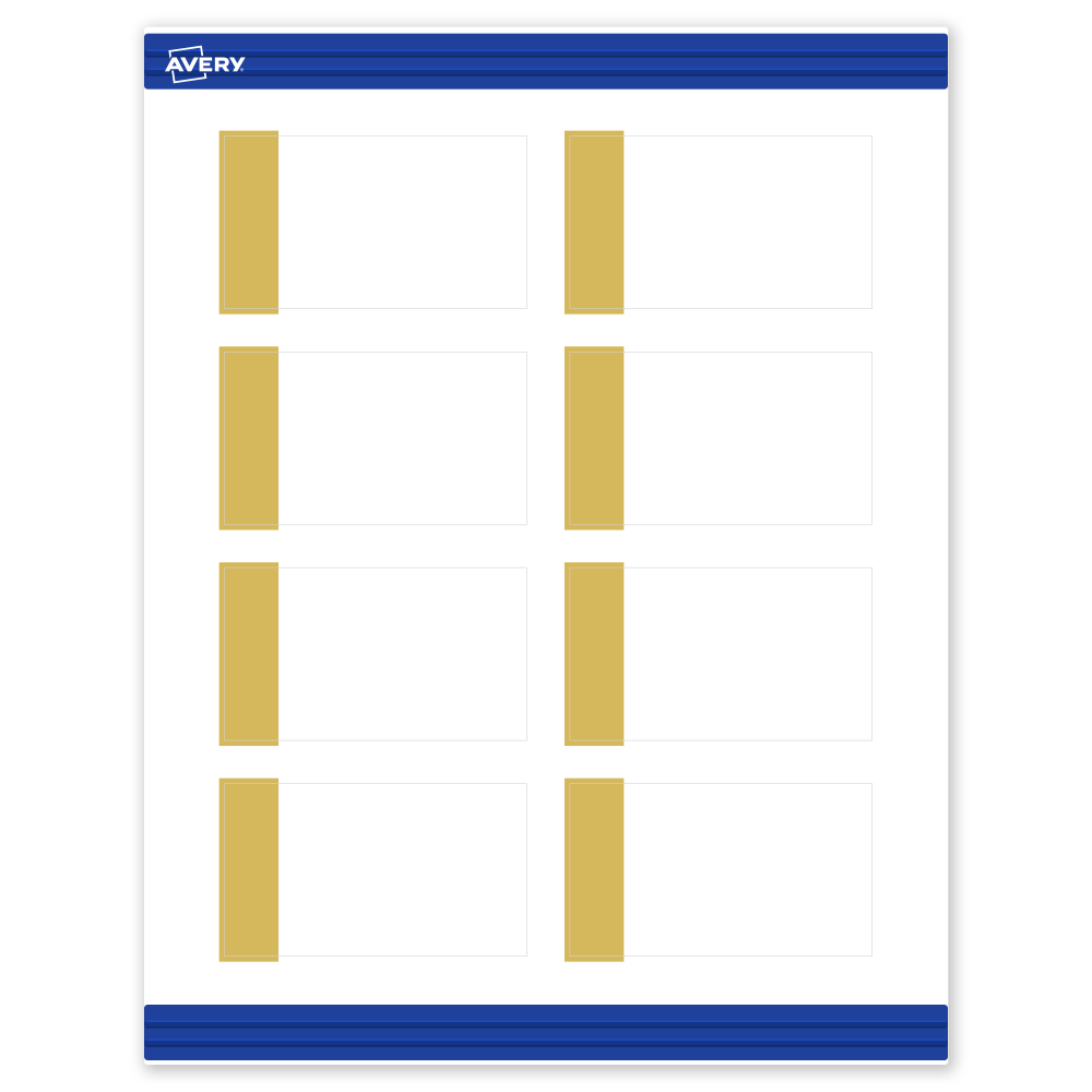 Avery Printable Cards With Sure Feed Technology, 2in x 3-1/2in, Matte White Preprinted Gold-Dipped Edge, Pack Of 80 MPN:S00-D1S-PRMWC10