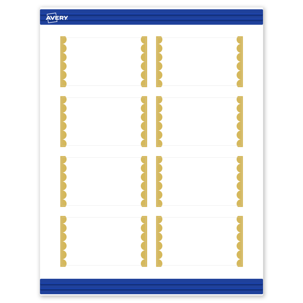 Avery Printable Cards With Sure Feed Technology, 2in x 3-1/2in, Matte White With Preprinted Gold Dots Edge, Pack Of 80 MPN:S00-D1Y-PRMWC10