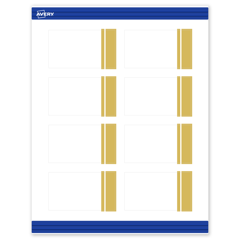 Avery Printable Cards With Sure Feed Technology, 2in x 3-1/2in, Matte White With Preprinted Gold Double-Dipped Edge, Pack Of 80 MPN:S00-D23-PRMWC10