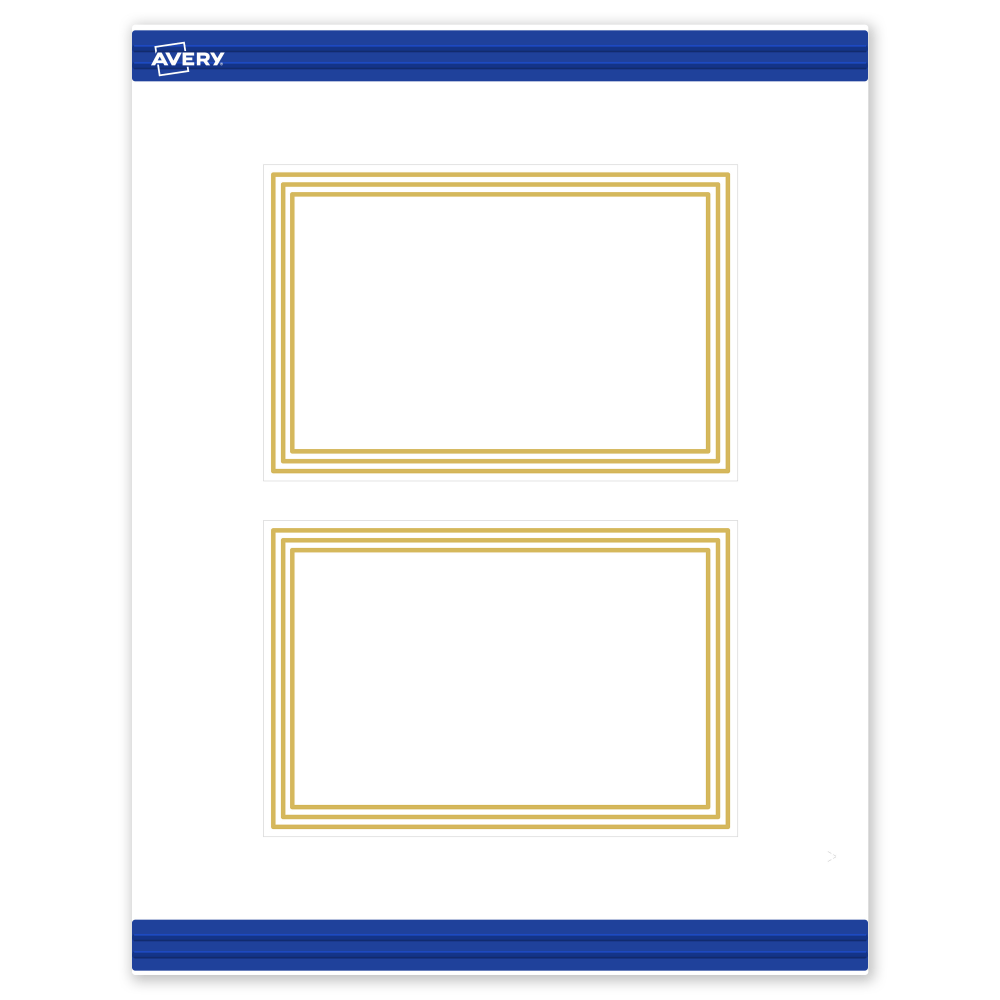 Avery Printable Postcards With Sure Feed Technology, 4in x 6in, Matte White With Preprinted Gold Multi-Lined Border, Pack Of 20 MPN:S00-DHM-PRMWC10