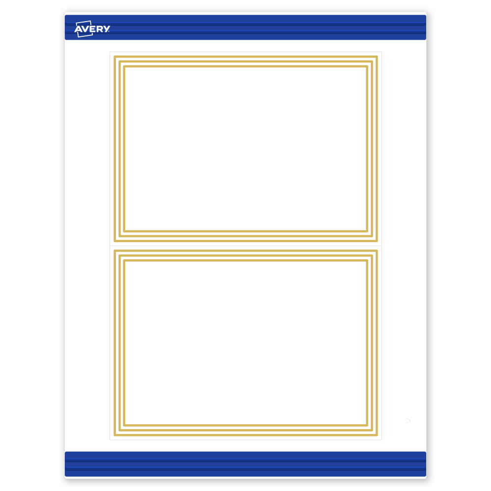 Avery Printable Invitation Cards With Sure Feed Technology, 5in x 7in, Matte White With Preprinted Gold Multi-Lined Border, Pack Of 20 MPN:S00-DHS-PRMWC10