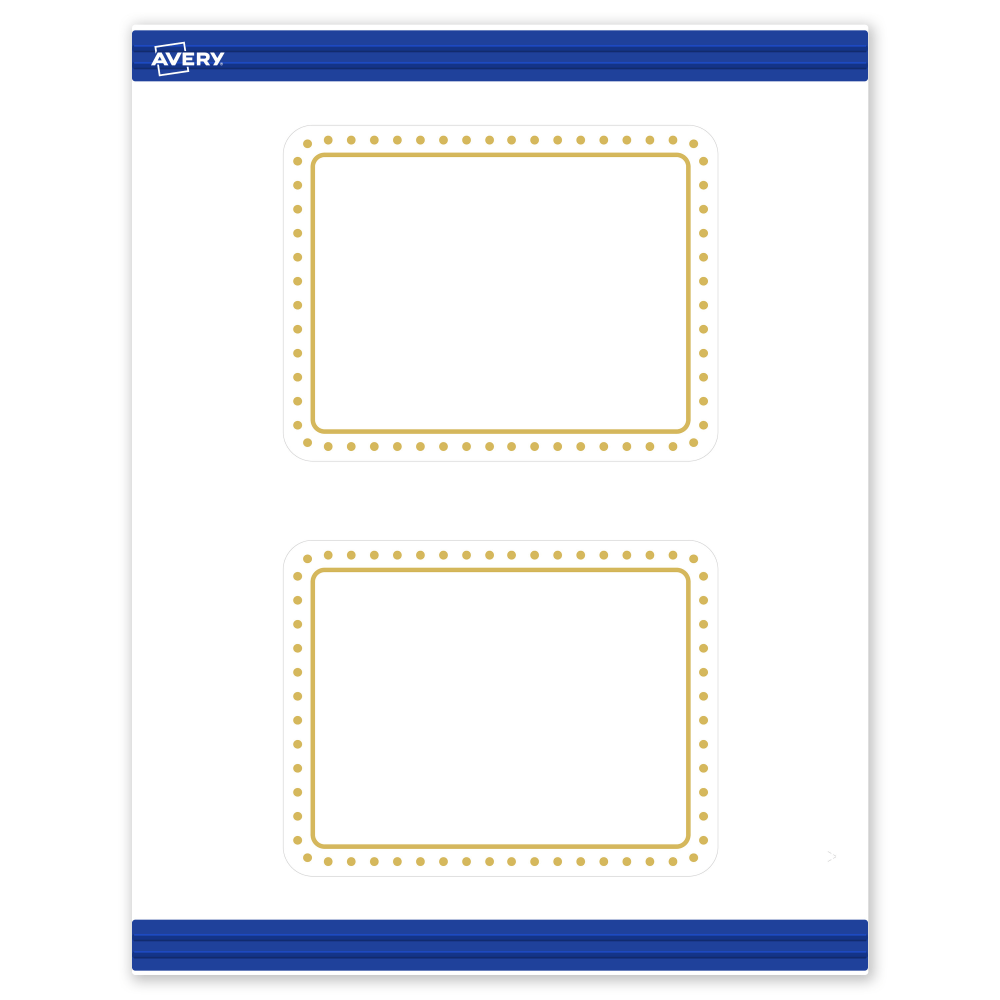 Avery Printable Postcards With Sure Feed Technology, 4.25in x 5-1/2in, Matte White With Preprinted Gold Dot Border, Pack Of 20 MPN:S00-DJ0-PRMWC10