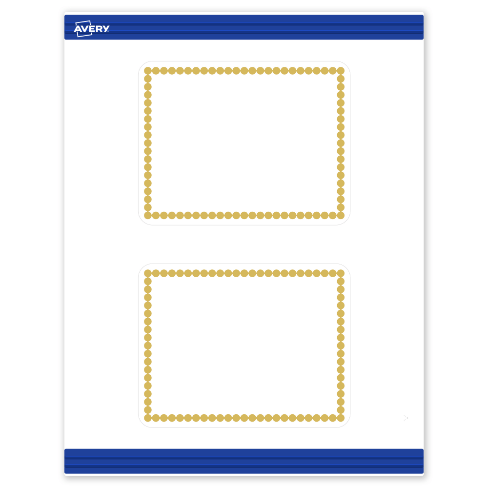 Avery Printable Postcards With Sure Feed Technology, 4.25in x 5-1/2in, Matte White With Preprinted Gold Bead Design, Pack Of 20 MPN:S00-DJC-PRMWC10
