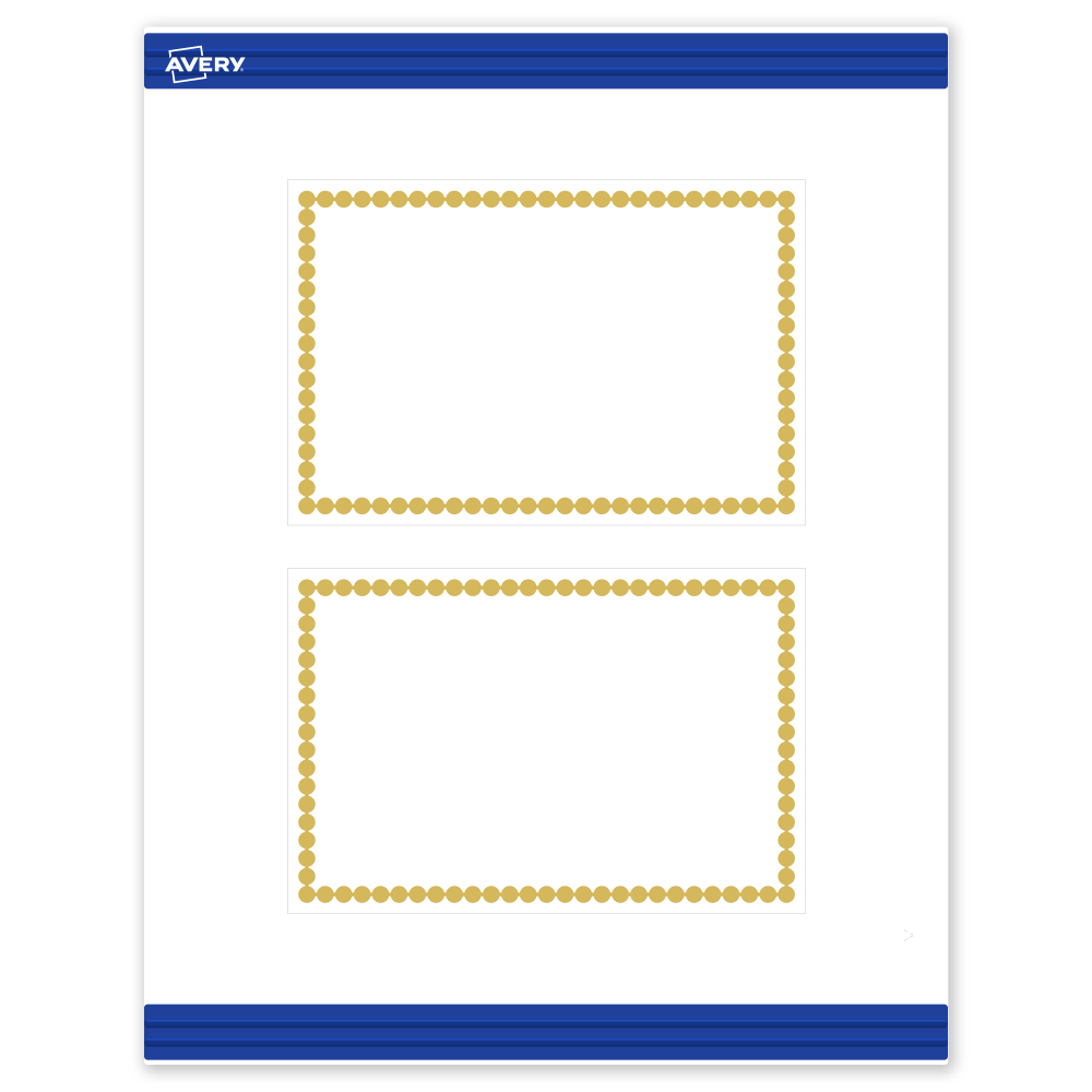 Avery Printable Postcards With Sure Feed Technology, 4in x 6in, Matte White With Preprinted Gold Bead Design, Pack Of 20 MPN:S00-DJD-PRMWC10